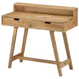 vidaXL Raues Mangoholz Massiv Schreibtisch Vintage-Stil 2 Schubladen Computertisch Arbeitstisch Bürotisch PC Tisch Büro Laptoptisch Büromöbel 100x45x90cm