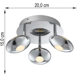 GLOBO Deckenleuchte 3-flg. schwenkbar Chrom
