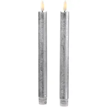 MARELIDA LED Stabkerzen 25 cm silber 2 St.