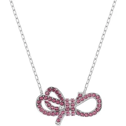 Kette mit Anhänger SWAROVSKI "Schmuck Geschenk Halskette Lifelong Bow Anhänger, Schleife, 5723556", rosa (metallfarben, pink), Halsketten, Damen, Metall, L: 43cm, mit Swarovski Kristall