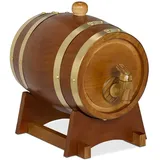 Relaxdays Whiskyfass, Holz, 1,25 Liter Braun,Gold