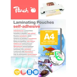 Peach Laminierfolie A4 | 125 mic | 100 St. | selbstklebende Rückseite | geeignet für selfmade Bilder oder Schilder etc. | kompatibel mit Laminiergeräten aller Markenhersteller | S-PP525-17