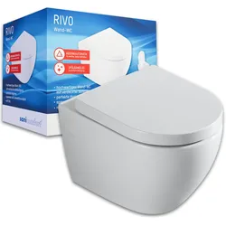 sanicomfort Hänge WC Rivo – Spülrandloses Wand-WC Set mit Absenkautomatik, Tiefspüler, Softclose WC-Sitz aus Duroplast, verdeckte Befestigung, hygienisch & pflegeleicht
