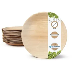 BIOZOYG 100 Stück Einwegteller Ø 23cm Palmblatt-Teller, rund, biologisch abbaubar, umweltfreundlich, kompostierbar, wiederverwertbar, Wegwerfteller