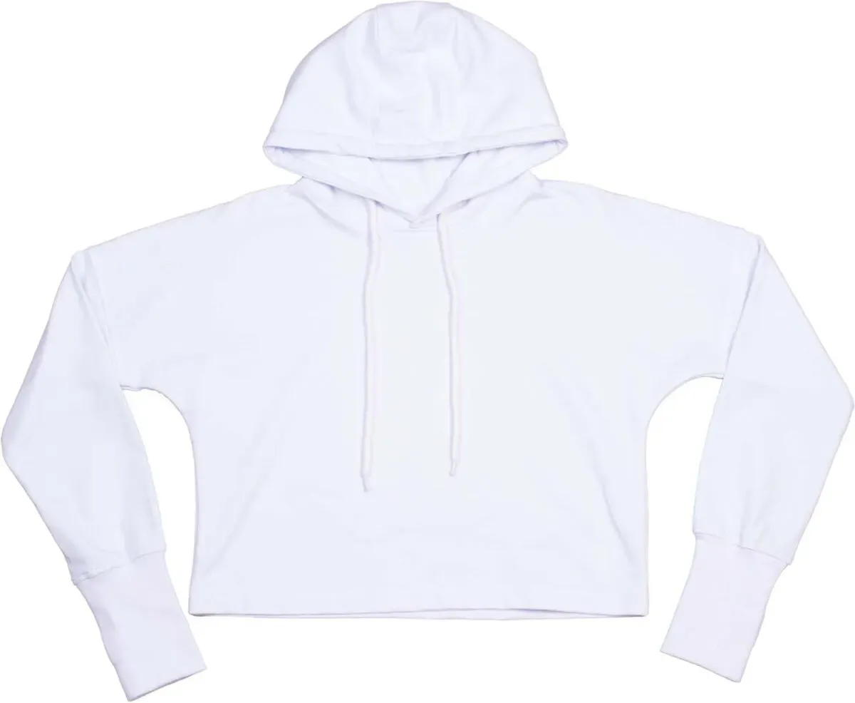 Mantis Damen Cropped Kapuzen Pullover Hoodie M140 white XL