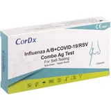CorDx 4 in 1 Laien-Antigen Kombi-Test RSV Viren + Corona COVID-19 + Influenza A + B | Packung (1 Test)
