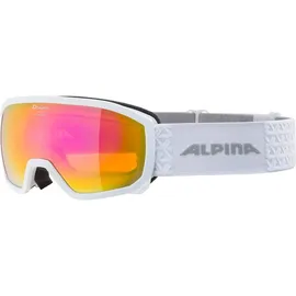 Alpina SCARABEO JR. Q-LITE - Verspiegelte, Kontrastverstärkende OTG Skibrille Mit 100% UV-Schutz Für Kinder, white, One Size