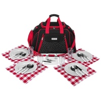 anndora Picknickkorb Picknicktasche für 4 Personen 29-teilig - Farbwahl schwarz