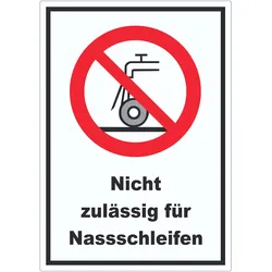 Nicht zulässig für Nassschleifen Aufkleber A4 (210x297mm)