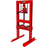 Hydraulische Werkstattpresse - H-Rahmen Bodenmodell - 6 t Druckkraft - Manuell - Mit Pressplatten - Stahlrahmen - Rot