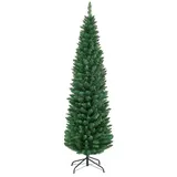 Costway 180cm Bleistift Weihnachtsbaum, PVC Nadeln künstlicher Tannenbaum mit Metallstaender Grün - COSTWAY