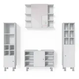 Vicco Badmöbel Set 4tlg Fynn, Spiegelschrank Waschbeckenunterschrank Hochschrank