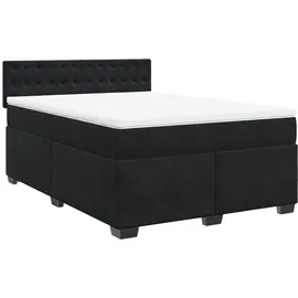 vidaXL Boxspringbett mit Matratze Schwarz 140x200 cm Samt