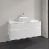Villeroy & Boch Collaro Waschtischunterschrank 120 x 54,8 cm mit 4 Auszügen und LED Licht, für WT mittig, Badmöbel,