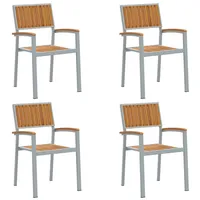 VidaXL Gartenstühle 4 Stk. Stapelbar Grau Massivholz Akazie und