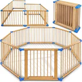 KIDUKU Kiduku® 7,2 Meter Laufgitter blau XXL klappbar inkl. Tür, bestehend aus 8 Elementen, individuell formbar Laufstall Absperrgitter