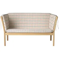 FDB Møbler J148 Sofa 2-Sitzer, eiche natur / rotkarierte pferdedecke