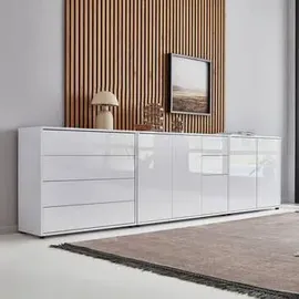 MID.YOU Sideboard Mailand Set 7 263,5 x 73 x 33 cm Weiß/Weiß Hochglanz