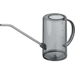 Relaxdays Gießkanne Zimmerpflanzen, 1 l, Kunststoff, Edelstahl, Blumengießkanne für Zimmerpflanzen, langer Hals, grau