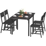 VASAGLE Klappbarer Esstisch mit 4 Stühlen, Essgruppe, für Wohnzimmer, Küche, Stahlgestell, einfacher Aufbau, ebenholzschwarz-anthrazitgrau-tintenschwarz KDT077B03-02