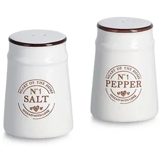 Zeller 19360 Salz-/Pfefferstreuer- Set, 2-tlg., Keramik, weiß, ca. 5 x 6 x 8,8 cm