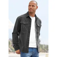 John Devin Hemdjacke, modernes Cord-Overshirt mit aufgesetzten Taschen grau