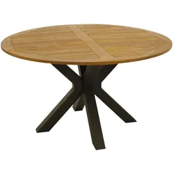 DEGAMO Tisch MADEIRA 130cm rund, Metall anthrazit + Akazie geölt, FSC®-zertifiziert