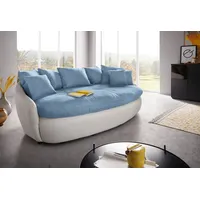 Big-Sofa COTTA "Aruba", blau (azure, weiß), B:238cm H:79cm T:140cm, Luxus-Microfaser (100% Polyester); Microfaser-Feinstruktur (pflegeleichte Microfaser, mit feiner Struktur, 100% Polyester), Sofas, Big-Sofa, gemütliches Megasofa in XXL in organischer Form mit vielen Kissen