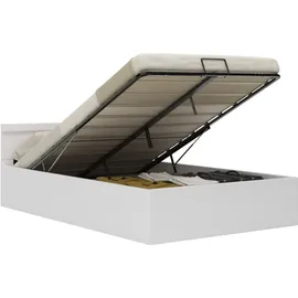vidaXL Stauraumbett Hydraulisch LED Weiß Kunstleder 120x200 cm