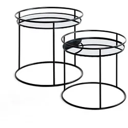 HAKU Möbel Beistelltische-Set Glas schwarz