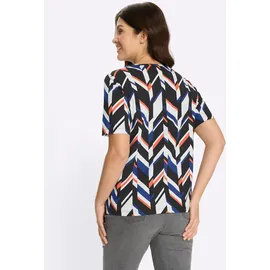 Classic Basics Sieh an! Kurzarm-Shirt in ecru-royalblau-bedruckt | Gr.: 40