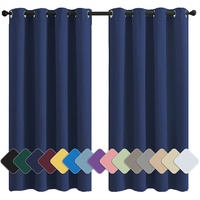 MENGH Vorhang Ösen Schal Vorhang Verdunkelnd Thermo Schalldämmend, für Wohnzimmer Dekorative Dunkelblau 1 Stück, 160x120cm(HxB)