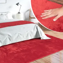 Teppich MERINOS "Loft 37, Kunstfellteppich", rot, B:200cm H:16mm L:280cm, Polyester, Teppiche, weich und kuschelig, Fell Haptik, Anti-Rutsch-Unterseite
