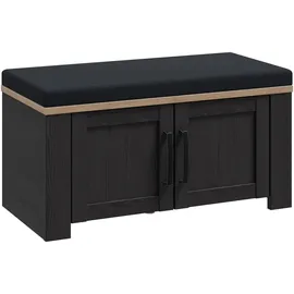 Forte Garderobenbank 86,5 x 45 x 42 cm schwarz / schwarz