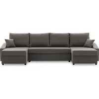 Ecksofa SPARTA PLUS U-Form BONELL mit Schlaffunktion - Eckcouch mit Bettkasten, grau - Grau