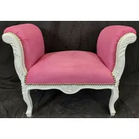 Casa Padrino Barock Schemel Rosa / Weiß - Handgefertigter