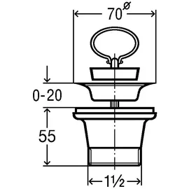 Viega Ablaufventil 7622.31 in G1 1/2 x 70mm Kunststoff weiß, mit Stopfen/Schlüsselring
