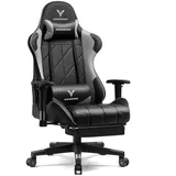 EXRACING Gaming Stuhl Racing Gamer Stuhl, Ergonomischer Gaming Sessel mit biionische Rückenlehne, Gaming Chair PU Leder PC-Stuhl 150KG, grau