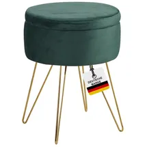 Albatros International Albatros Hocker mit Stauraum Cannes Sitzhocker mit Stauraum, Modernes Design, Edler Samt-Bezug Sitztruhe Sitzbank mit Stauraum optimal als Fußhocker Hocker Schminktisch, Grün