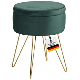 Albatros International Albatros Hocker mit Stauraum Cannes Sitzhocker mit Stauraum, Modernes Design, Edler Samt-Bezug Sitztruhe Sitzbank mit Stauraum optimal als Fußhocker Hocker Schminktisch, Grün