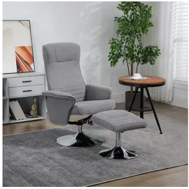 Homcom Relaxsessel mit Hocker Samt 71 x 104 x 69 cm Grau drehbar/neigbar