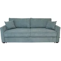 home24 Schlafsofa, Blaugrau, Textil, Buche, massiv, 2-Sitzer, Füllung: Schaumstoffflocken,Schaumstoffflocken, 242x75x110 cm, Schlafen auf Sitzhöhe, Stoffauswahl, Rücken echt, Wohnzimmer, Sofas & Couches, Schlafsofas, Schlafsofas mit Bettkasten