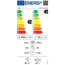 Haier HWD100-B14939 I-PRO SERIE 3 Waschtrockner (10 kg / 6 kg, 1400 U/min)