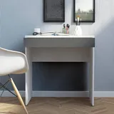 Dmora Linearer Schreibtisch mit einer Schublade, weiß und anthrazit, Maße 74 x 76 x 48 cm - Weiß