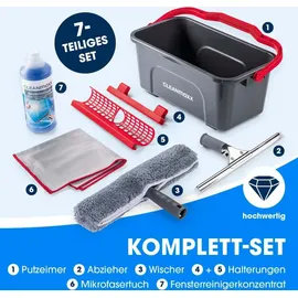 Clean Maxx Fensterreiniger-Set 7-tlg. Grau/Rot