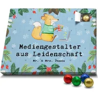 Mr. & Mrs. Panda Schoko Adventskalender Mediengestalter Leidenschaft - Blau Pastell - Geschenk, Schokoladen Adventskalender, Beruf, Grafikdesigner,... - Blau