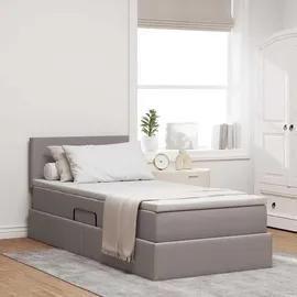 vidaXL Bett mit Stauraum und LED mit Kopfteil Taupe 90 x 190 cm Stoff
