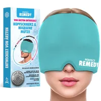 Perfect Remedy - Migräne Maske/Migräne Mütze, Kopfschmerzen Mütze für Wärme-/Kältetherapie, Kühlmaske für Geschwollene Augen und Nebenhöhlenentzündung, Bequeme Migränemaske [1 Stück, Hellblau]