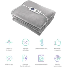 TrueLife HeatBlanket 1813 Heizdecke 130 x 180 cm Grau