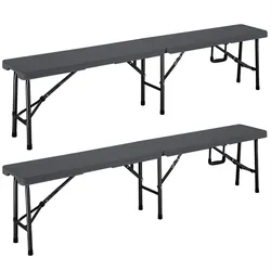 Bierbank 2er-Set Anthrazit Kunststoff 180cm